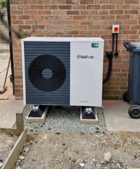 Vaillant aroTHERM 5kW air source heat pump installed externally
